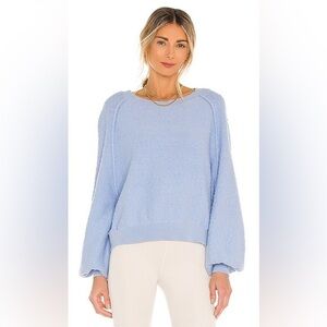 Free People Found My Friend Boucle Pullover in Crystal Sky Cotton Size Large NWT